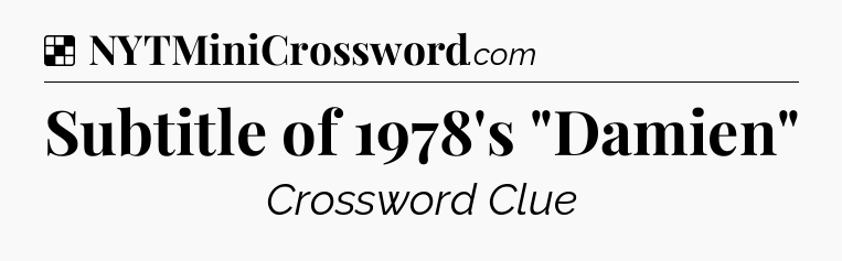 Solution: Subtitle of 1978's 