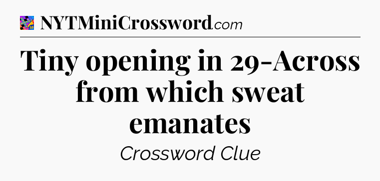Tiny opening in 29-Across from which sweat emanates Crossword Clue