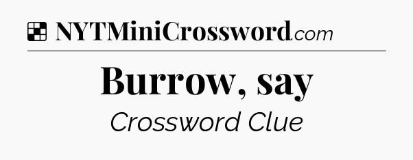 Solution: Burrow, say - NYT Crossword