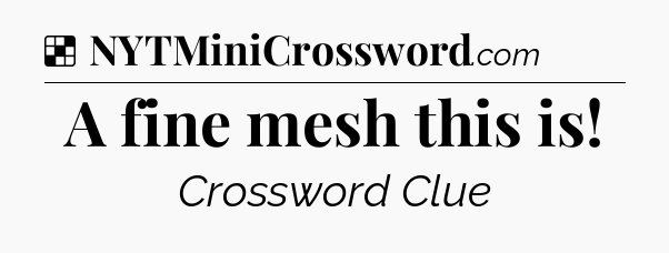 Solution: A fine mesh this is - NYT Crossword