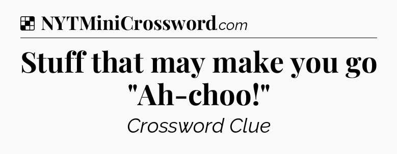 Solution: Stuff that may make you go 