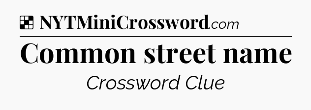 Common street name NYT Crossword