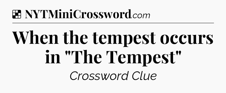 Solution: When the tempest occurs in 