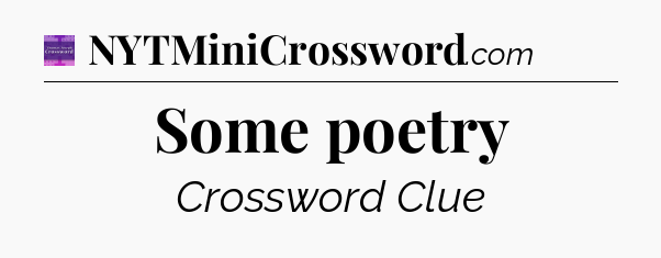 Some poetry - Thomas Joseph Crossword