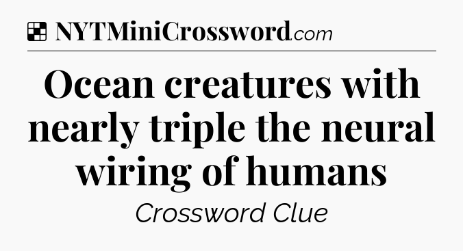 Solution: Ocean creatures with nearly triple the neural wiring of humans - NYT Crossword