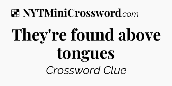 Solution: They're found above tongues - NYT Crossword
