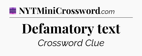 Defamatory text - Thomas Joseph Crossword