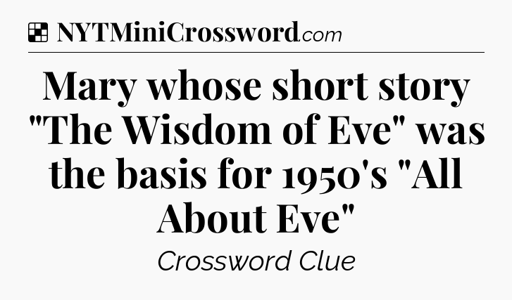 Solution: Mary whose short story 