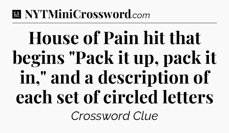 House of Pain hit that begins 