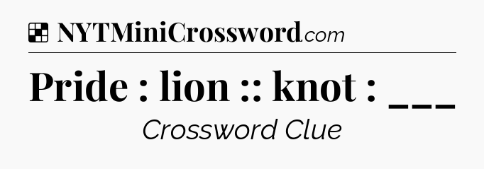 Solution: Pride : lion :: knot : ___ - NYT Crossword