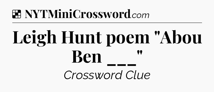 Solution: Leigh Hunt poem 
