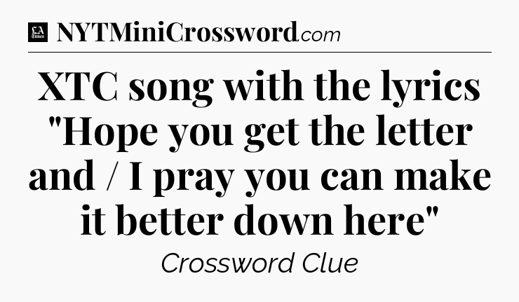 XTC song with the lyrics 