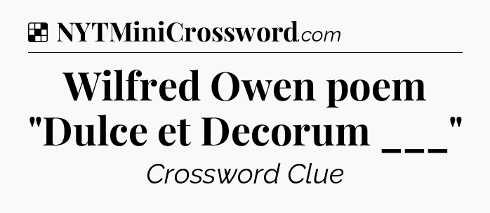Solution: Wilfred Owen poem 