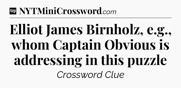 Elliot James Birnholz, e.g., whom Captain Obvious is addressing in this puzzle Crossword Clue