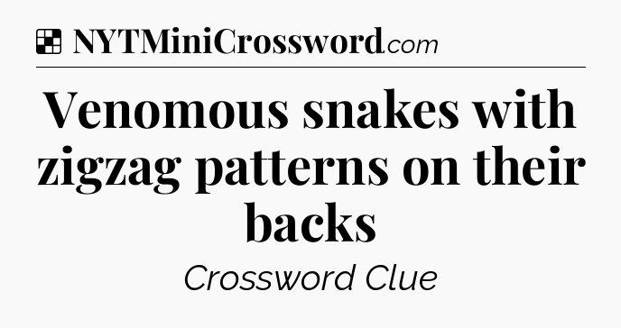 Solution: Venomous snakes with zigzag patterns on their backs - NYT Crossword