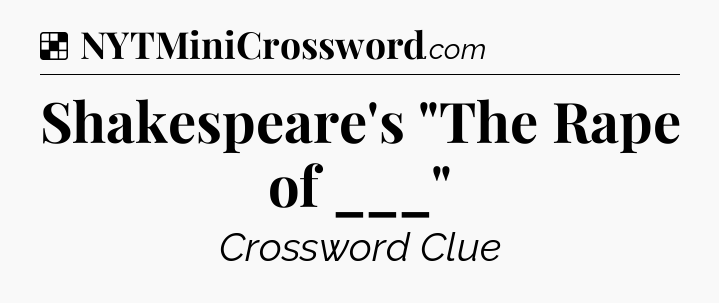 Solution: Shakespeare's 