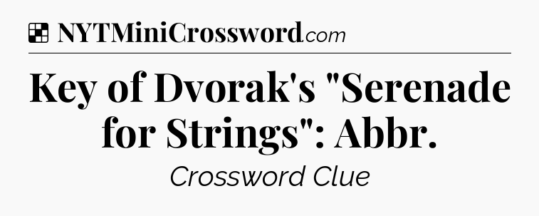Solution: Key of Dvorak's 