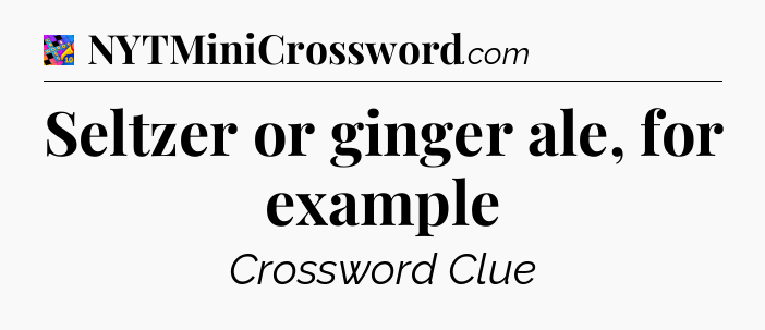 Seltzer or ginger ale, for example Crossword Clue