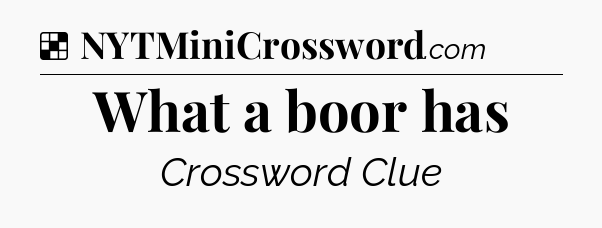 Solution: What a boor has - NYT Crossword