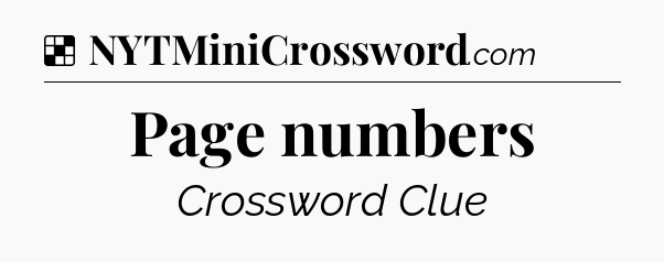 Solution: Page numbers - NYT Crossword