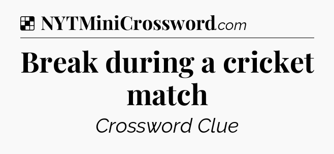 Solution: Break during a cricket match - NYT Crossword