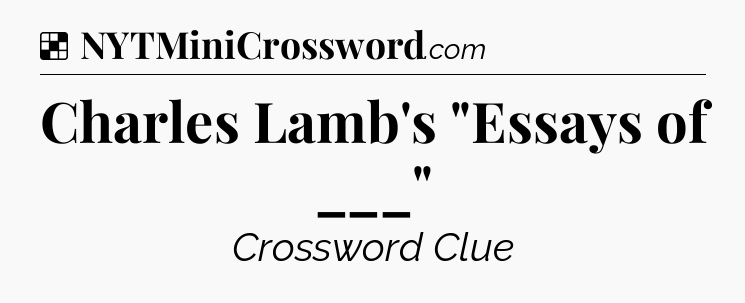 Solution: Charles Lamb's 