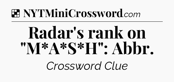Solution: Radar's rank on 