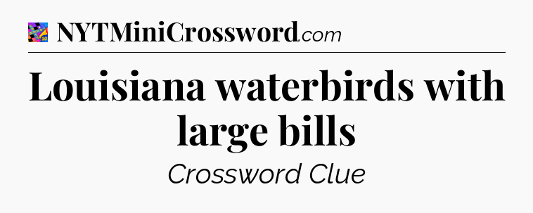 Louisiana waterbirds with large bills Crossword Clue