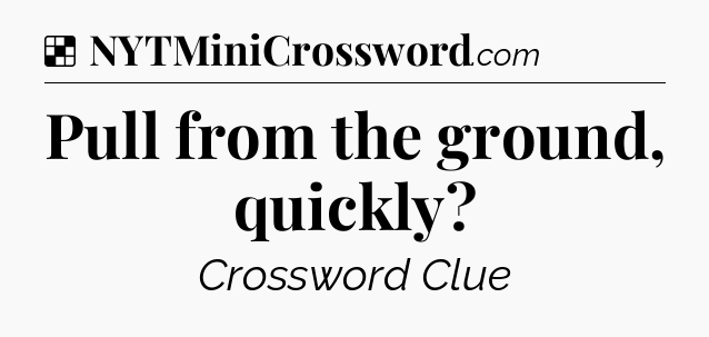 Solution: Pull from the ground, quickly - NYT Crossword