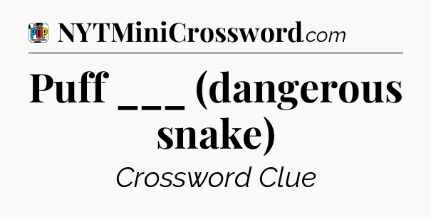Puff ___ (dangerous snake) Crossword Clue