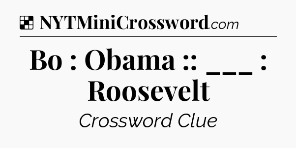 Solution: Bo : Obama :: ___ : Roosevelt - NYT Crossword