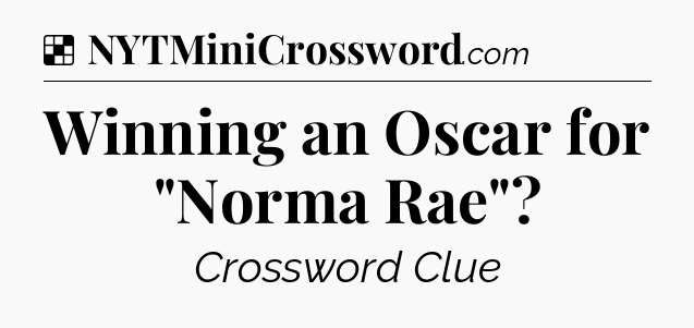 Solution: Winning an Oscar for 