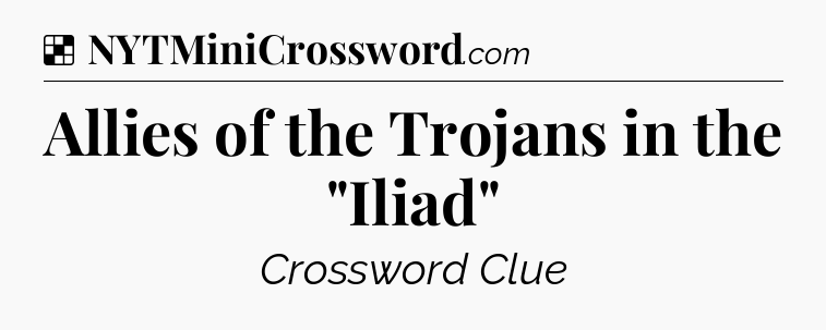Solution: Allies of the Trojans in the 