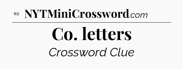 Co. letters - WSJ Crossword