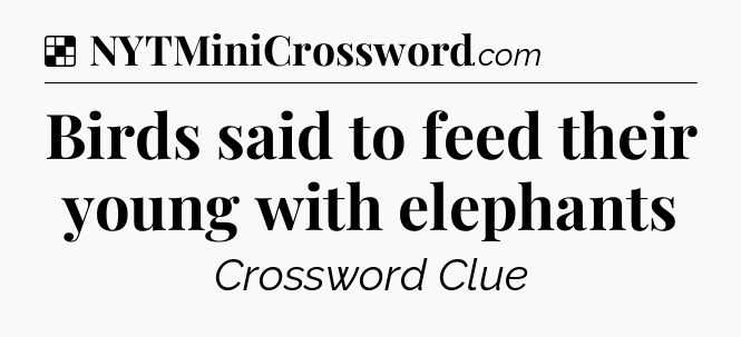 Solution: Birds said to feed their young with elephants - NYT Crossword