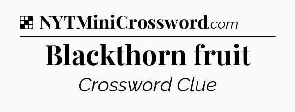 Solution: Blackthorn fruit - NYT Crossword