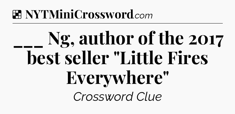 Solution: ___ Ng, author of the 2017 best seller 