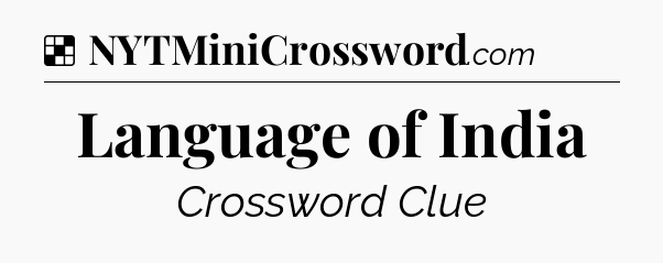 Solution: Language of India - NYT Crossword