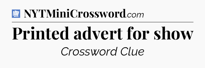 Printed advert for show Puzzle Page Crossword Clue