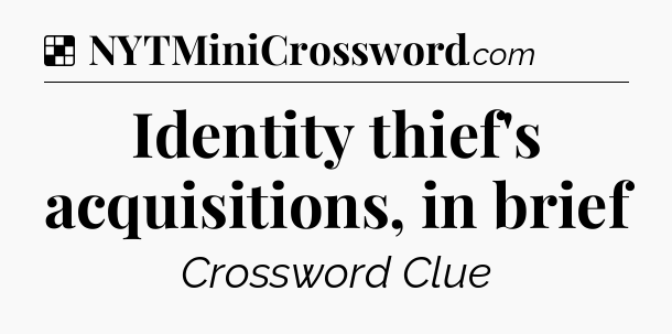 Solution: Identity thief's acquisitions, in brief - NYT Crossword