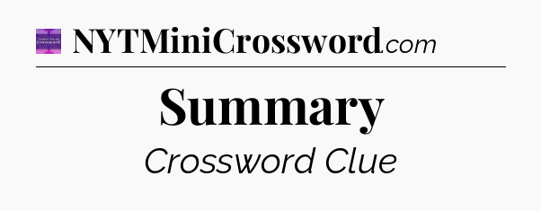 Summary - Thomas Joseph Crossword