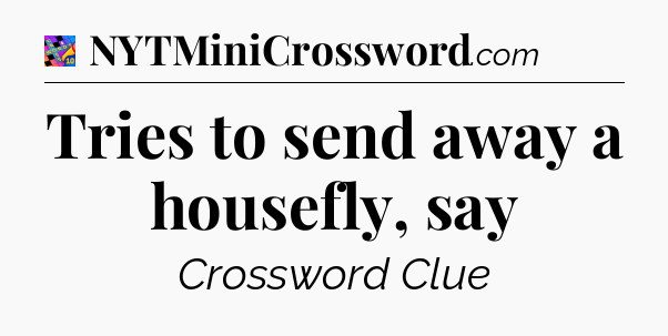 Tries to send away a housefly, say Crossword Clue