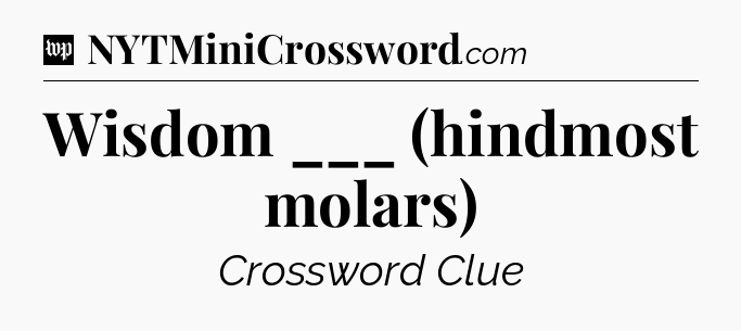 Wisdom ___ (hindmost molars) Crossword Clue
