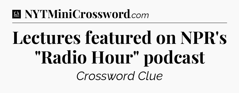 Lectures featured on NPR's 