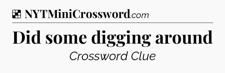 Solution: Did some digging around - NYT Crossword