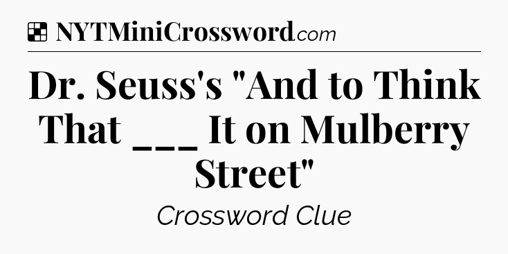 Solution: Dr. Seuss's 