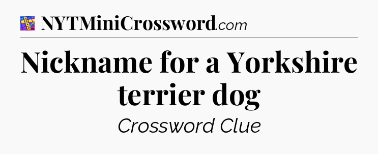 Nickname for a Yorkshire terrier dog Codycross