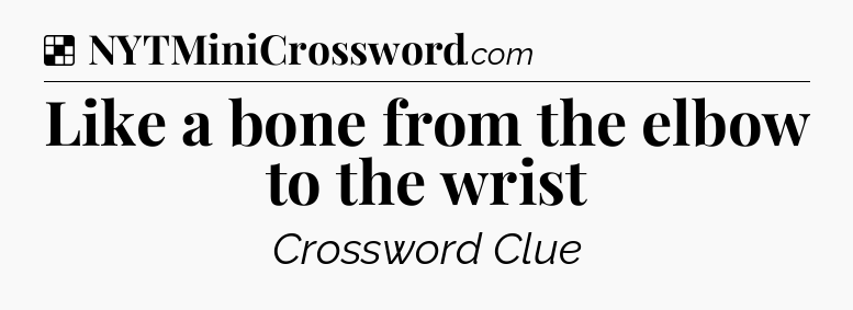 Solution: Like a bone from the elbow to the wrist - NYT Crossword