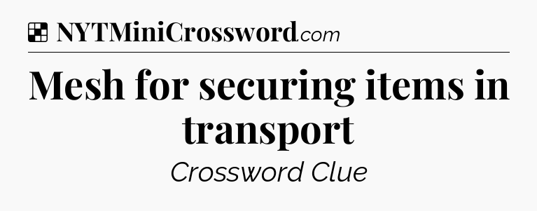 Solution: Mesh for securing items in transport - NYT Crossword