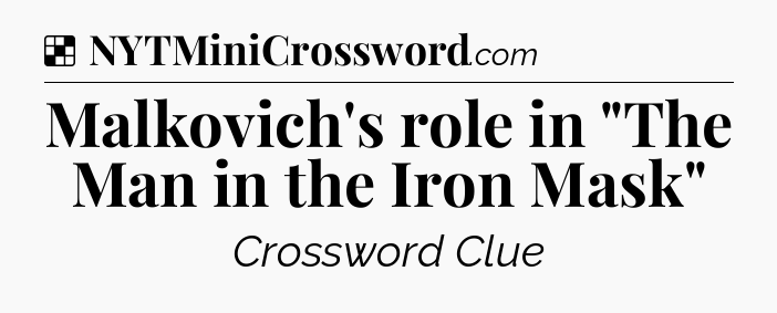 Solution: Malkovich's role in 